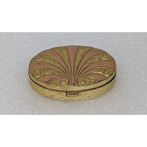 Vintage Evans Sterling Silver Compact Mirror Gold Tone